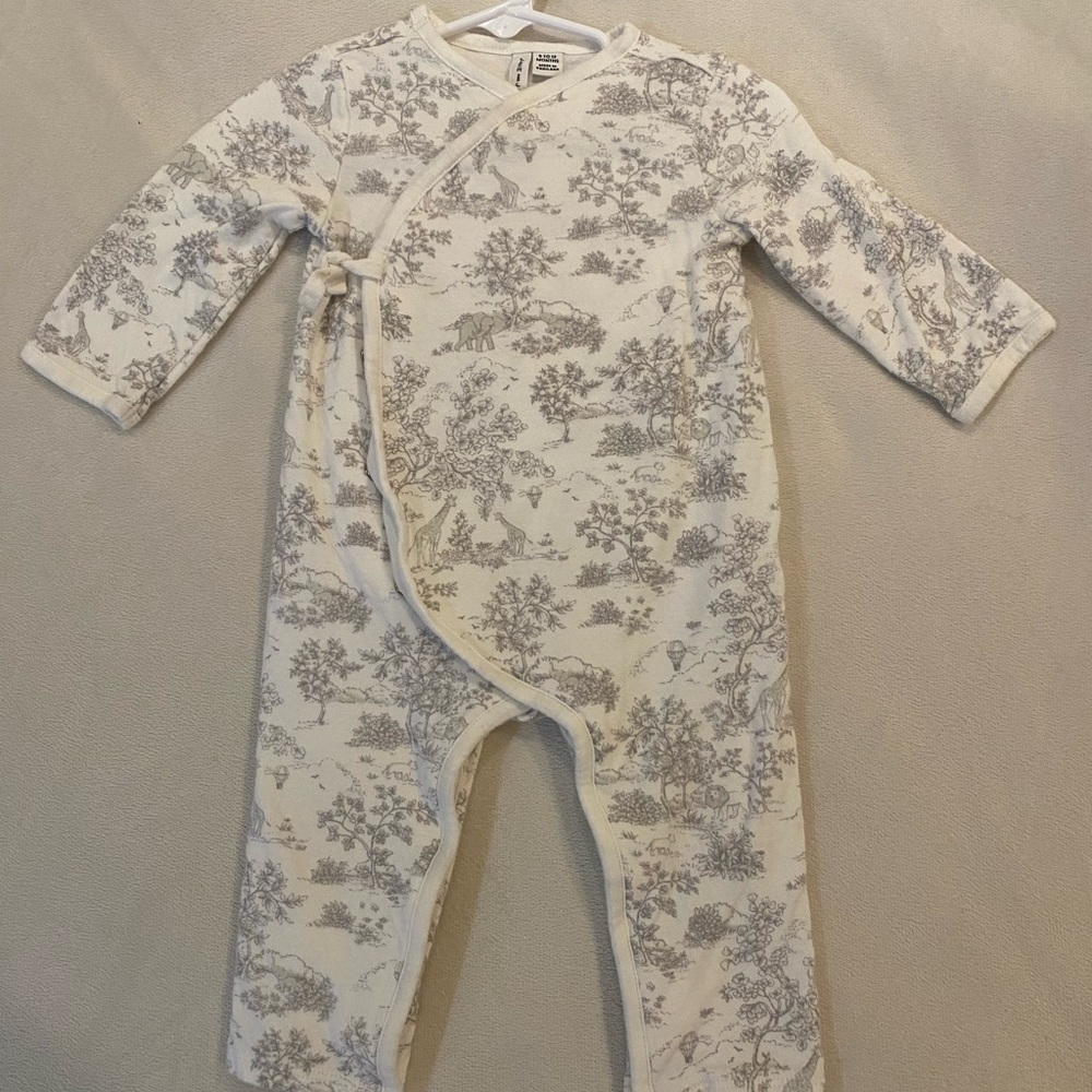 Janie and Jack Cream and Gray Footies One Piece